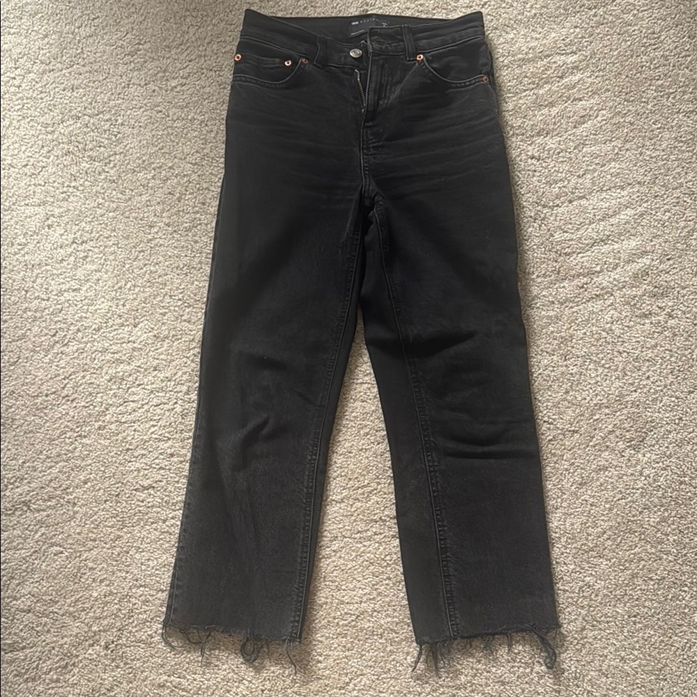 Women's Asos Black Straight Cropped Jeans